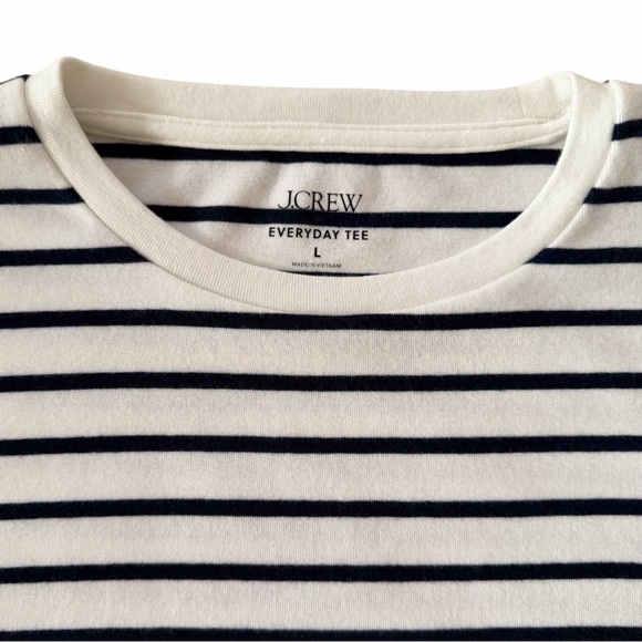 J. Crew Long-Sleeve Striped Everyday Tee Ivory & Antique Navy Size Large - Picture 7 of 8